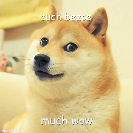 Doge meme with Jeff Bezos joke.